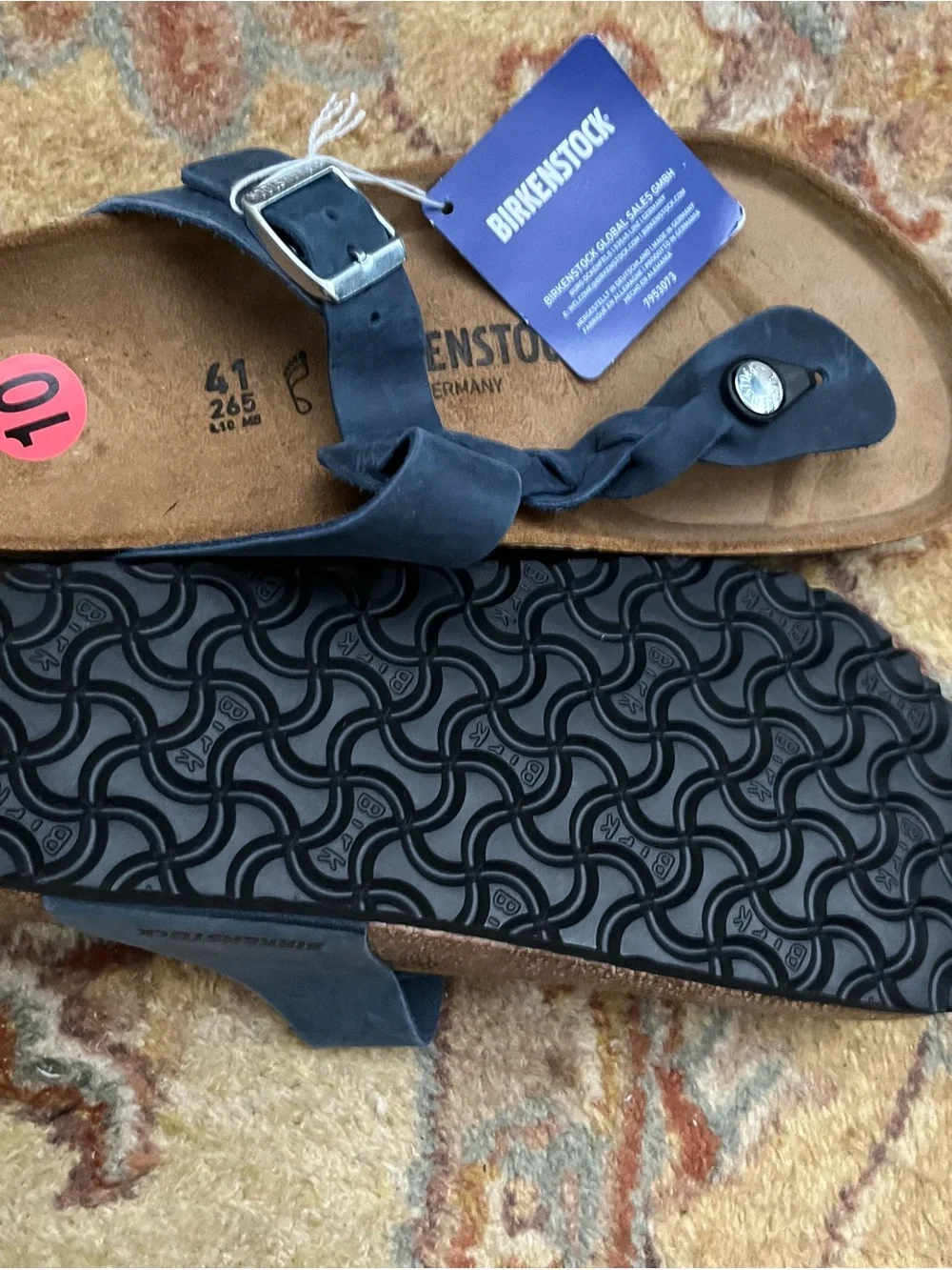 Birkenstock Women's Braided Toe-Post Sandals in Navy Blue